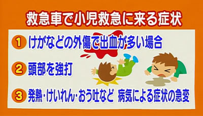 子どもが救急車で小児救急に来る症状